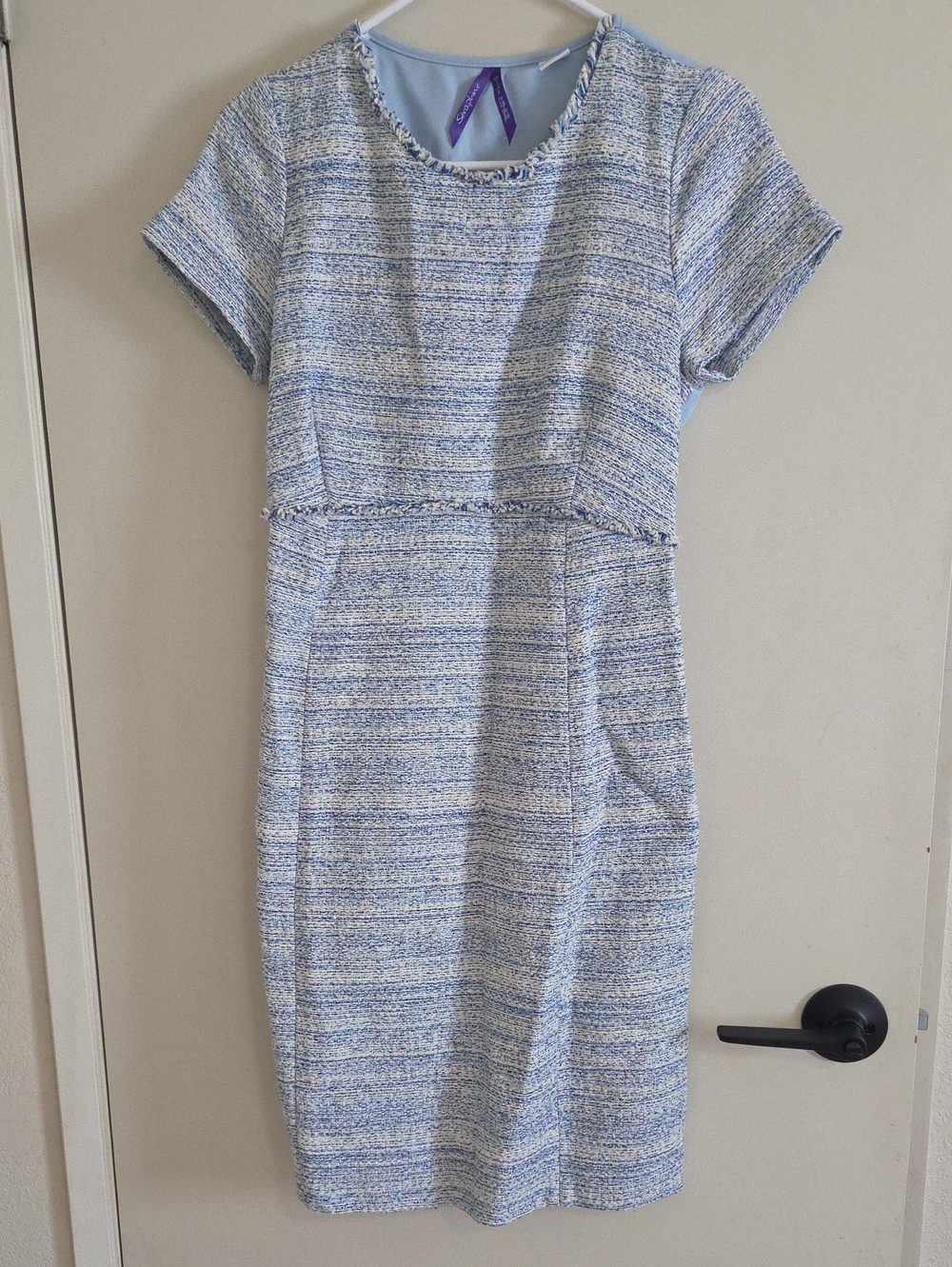 Maternity Light Blue Tweed Sheath Dress by Seraphine